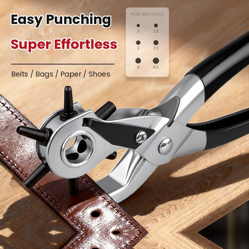 Rotary Belt Hole Puncher – 6-Size Leather Punch Tool