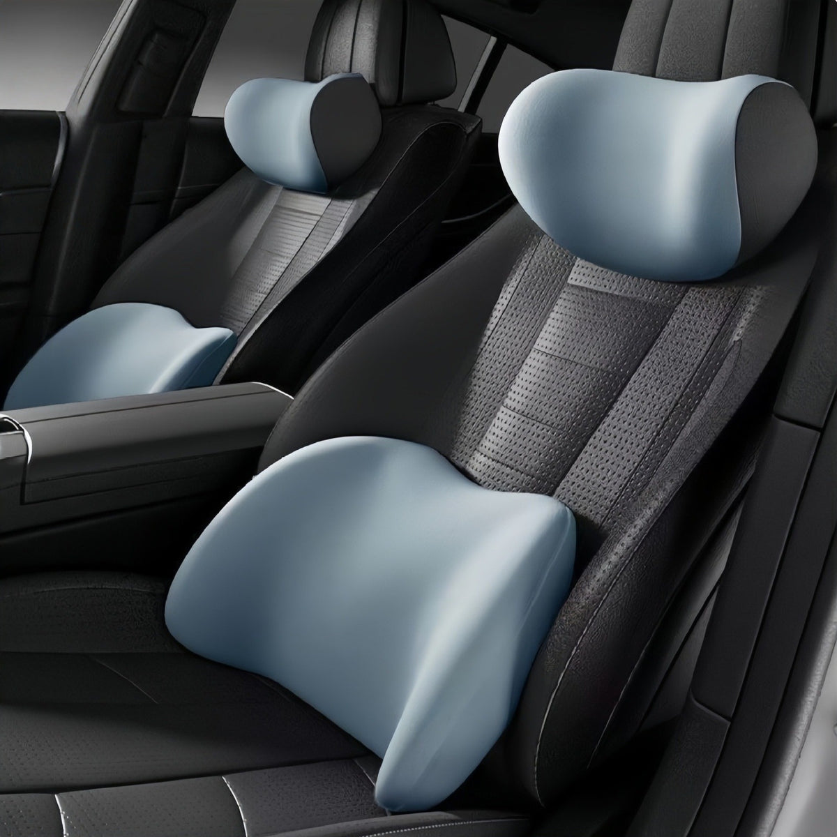 Car Lumbar Support Cushion — Seat Backrest and Head Support Pillow