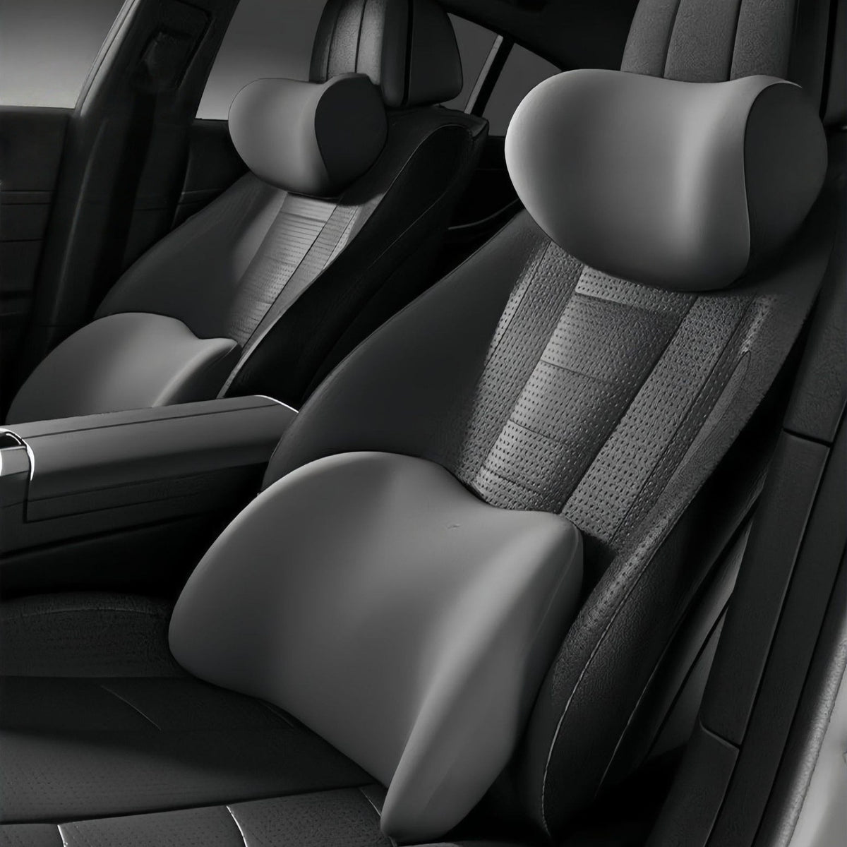 Car Lumbar Support Cushion — Seat Backrest and Head Support Pillow