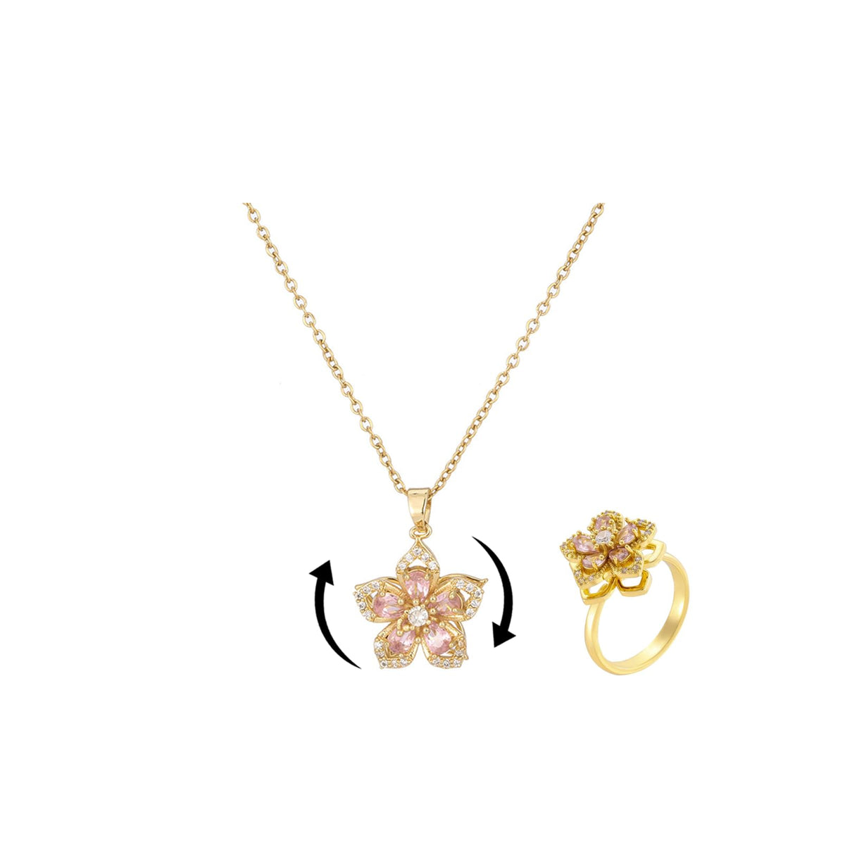 Women’s Gold Floral Stress-Relief Necklace