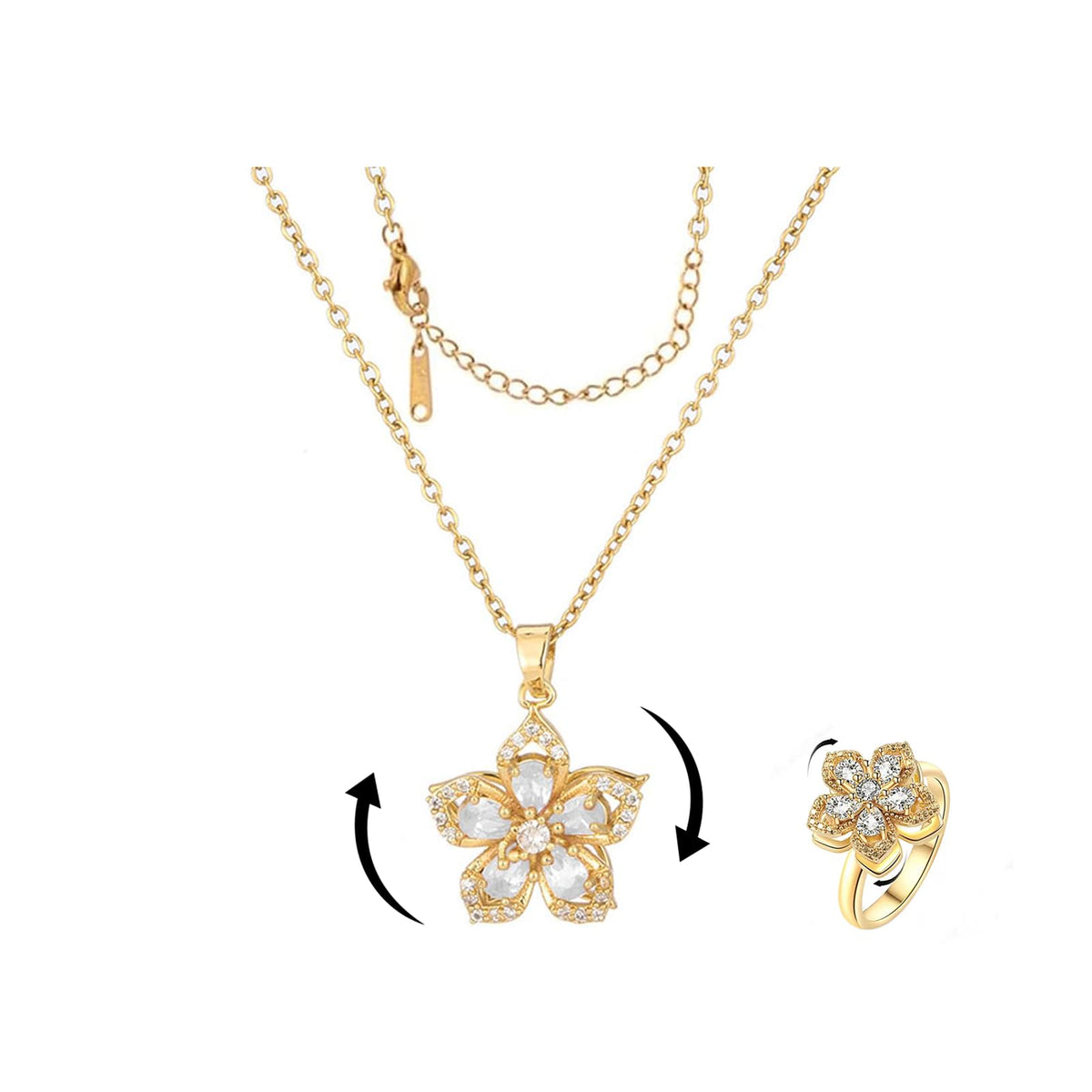 Women’s Gold Floral Stress-Relief Necklace