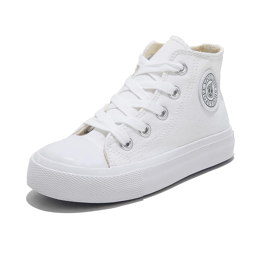 Toddler Boys Girls High‑Top Canvas Sneakers, Lace‑Up Side Zip Shoes