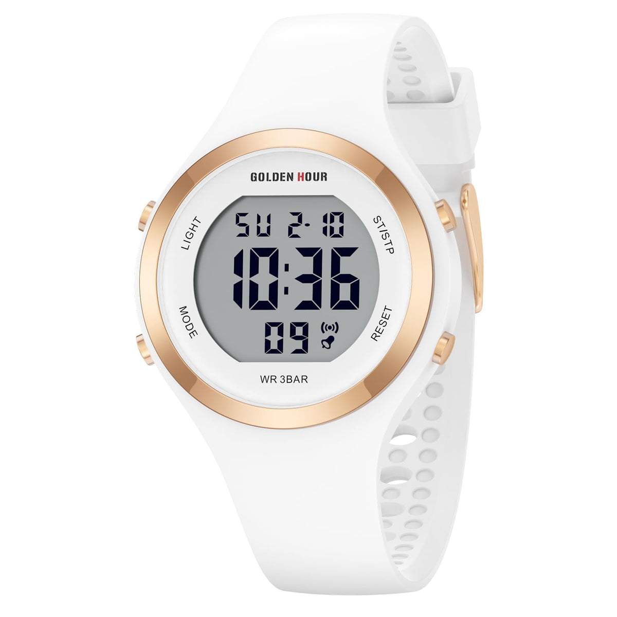 Waterproof Sport Women's Digital Chronograph Silicone Strap Watch