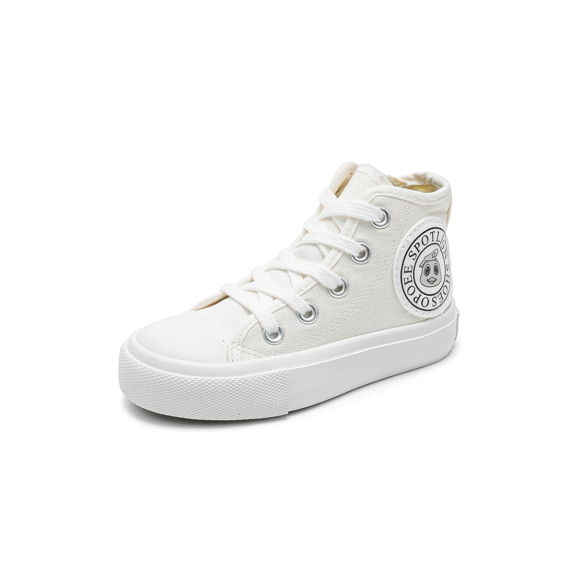 Toddler Boys Girls High‑Top Canvas Sneakers, Lace‑Up Side Zip Shoes