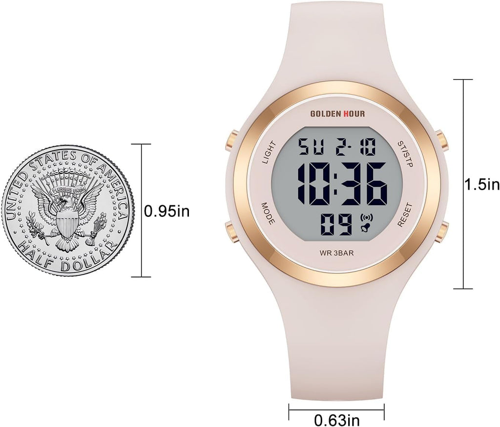 Waterproof Sport Women's Digital Chronograph Silicone Strap Watch