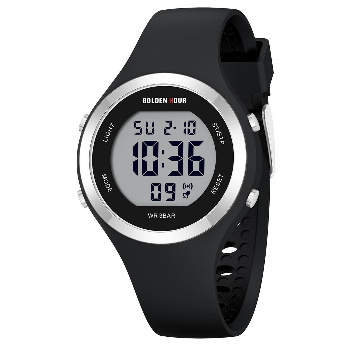 Waterproof Sport Women's Digital Chronograph Silicone Strap Watch