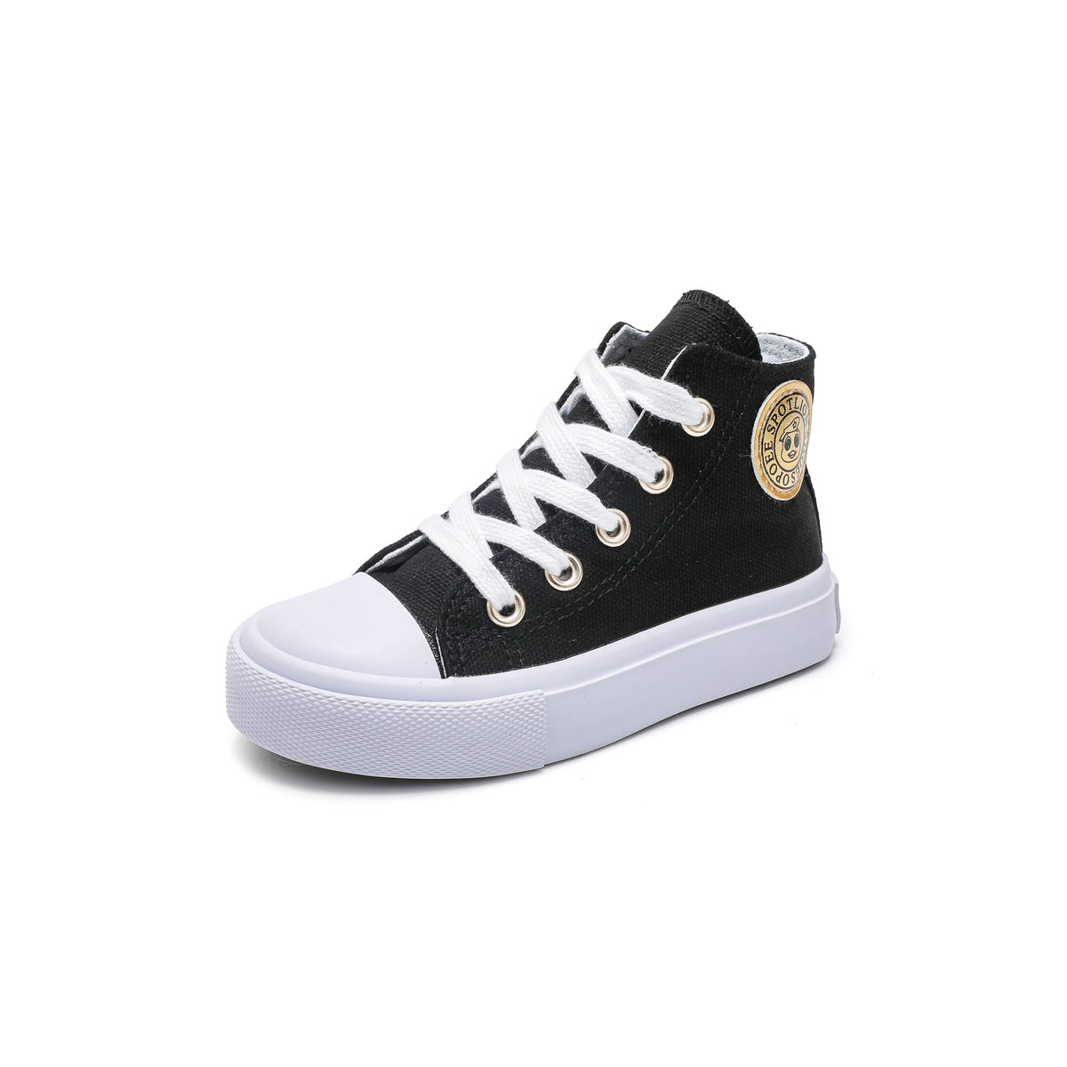 Toddler Boys Girls High‑Top Canvas Sneakers, Lace‑Up Side Zip Shoes