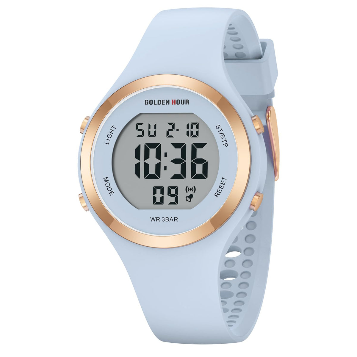 Waterproof Sport Women's Digital Chronograph Silicone Strap Watch