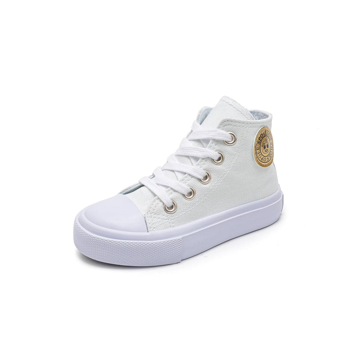 Toddler Boys Girls High‑Top Canvas Sneakers, Lace‑Up Side Zip Shoes