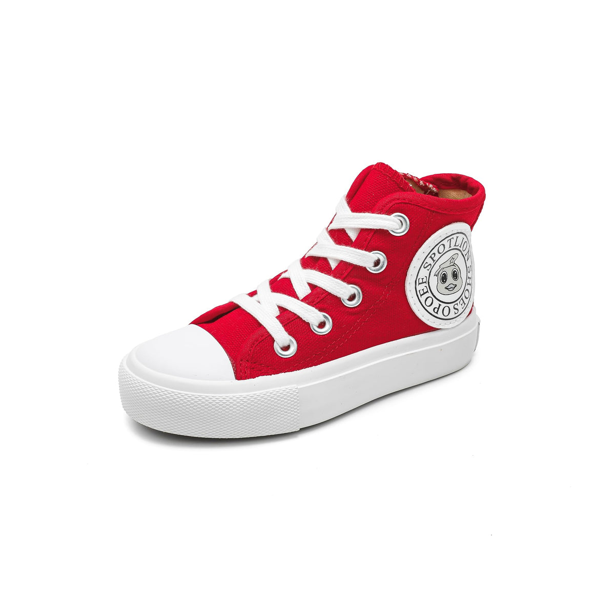 Toddler Boys Girls High‑Top Canvas Sneakers, Lace‑Up Side Zip Shoes