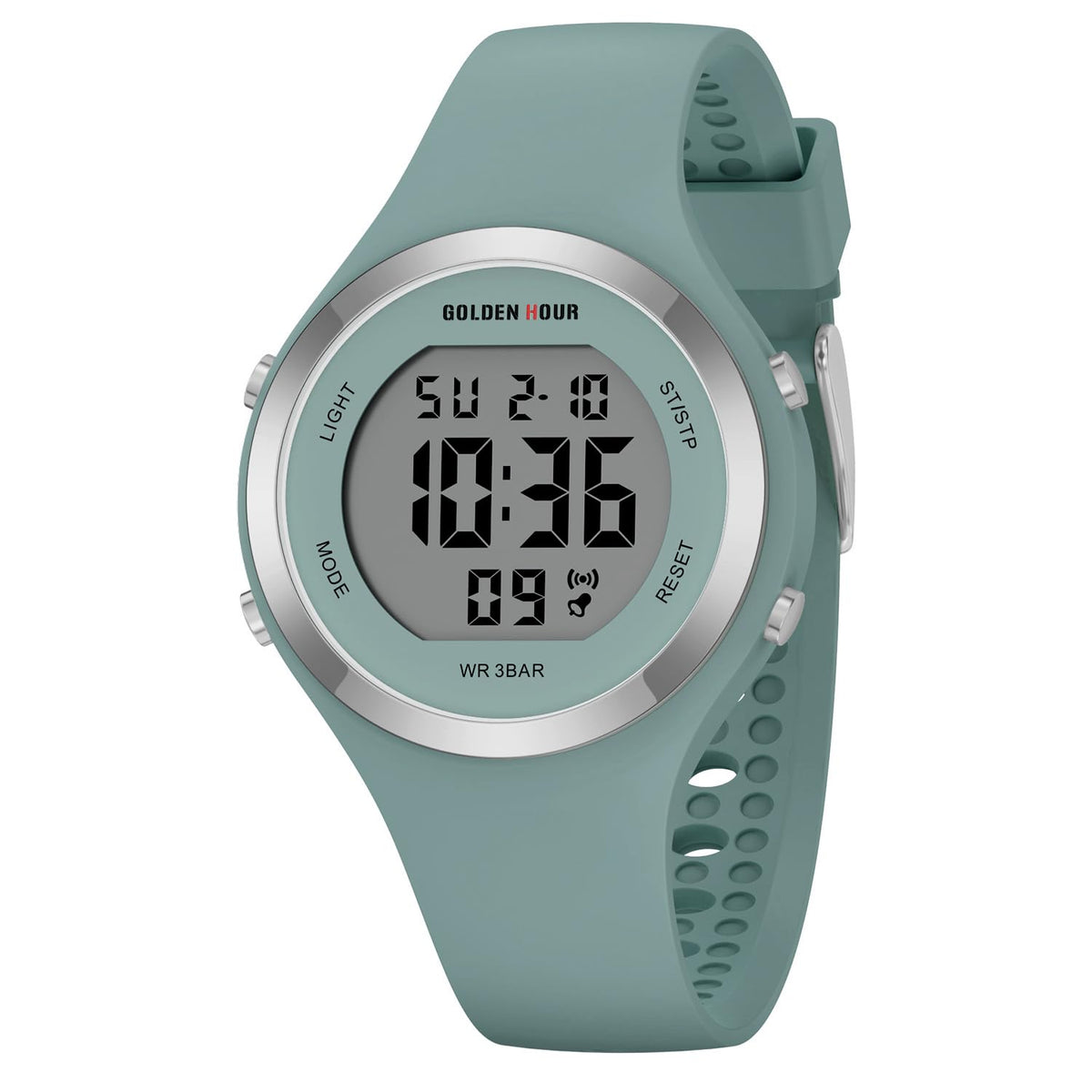 Waterproof Sport Women's Digital Chronograph Silicone Strap Watch