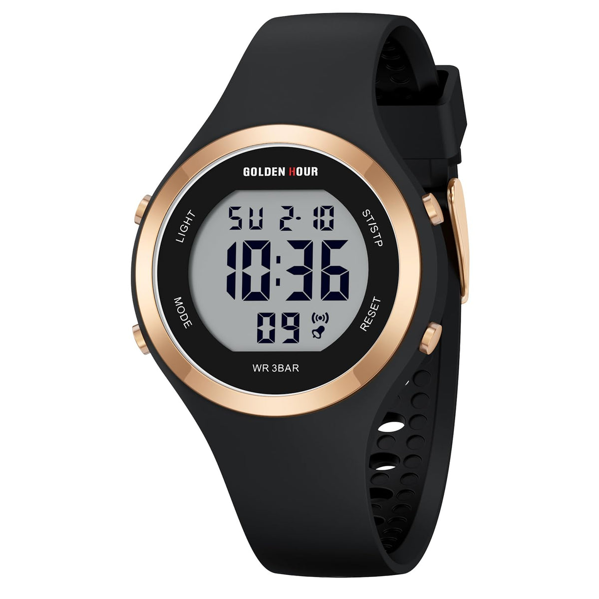 Waterproof Sport Women's Digital Chronograph Silicone Strap Watch