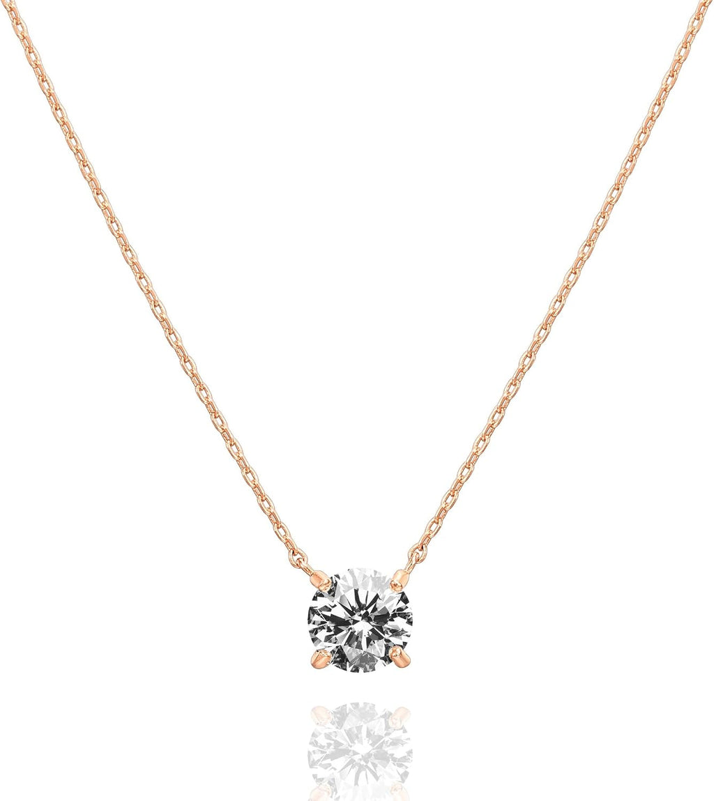 14K Gold Plated Crystal Solitaire