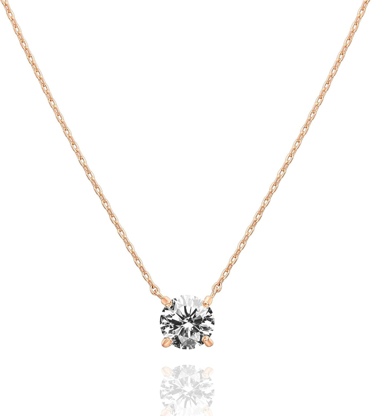 14K Gold Plated Crystal Solitaire