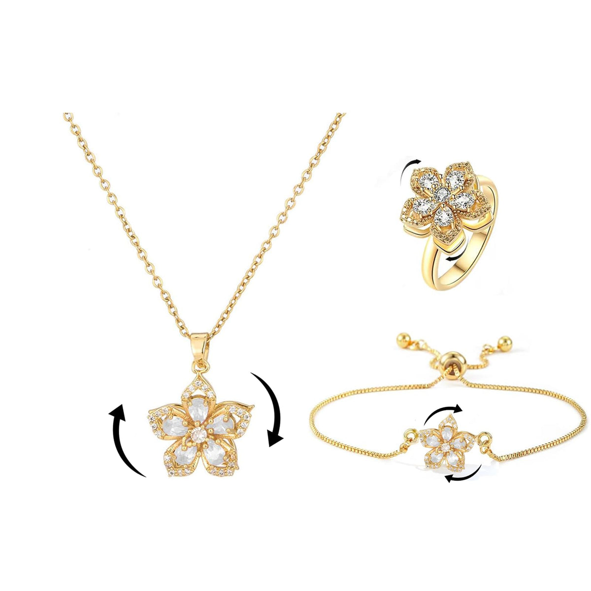 Women’s Gold Floral Stress-Relief Necklace