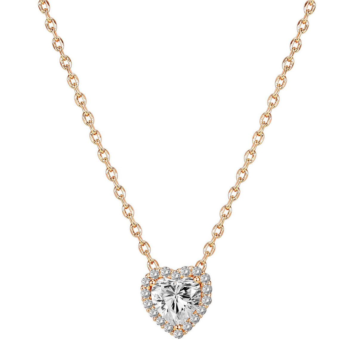 14K Gold Plated Post Faux Diamond Round Solitaire Pendant Halo