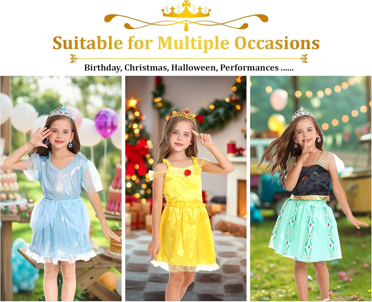 Princess Dress Up Clothes for Little Girl Role Play Costume Gift Set