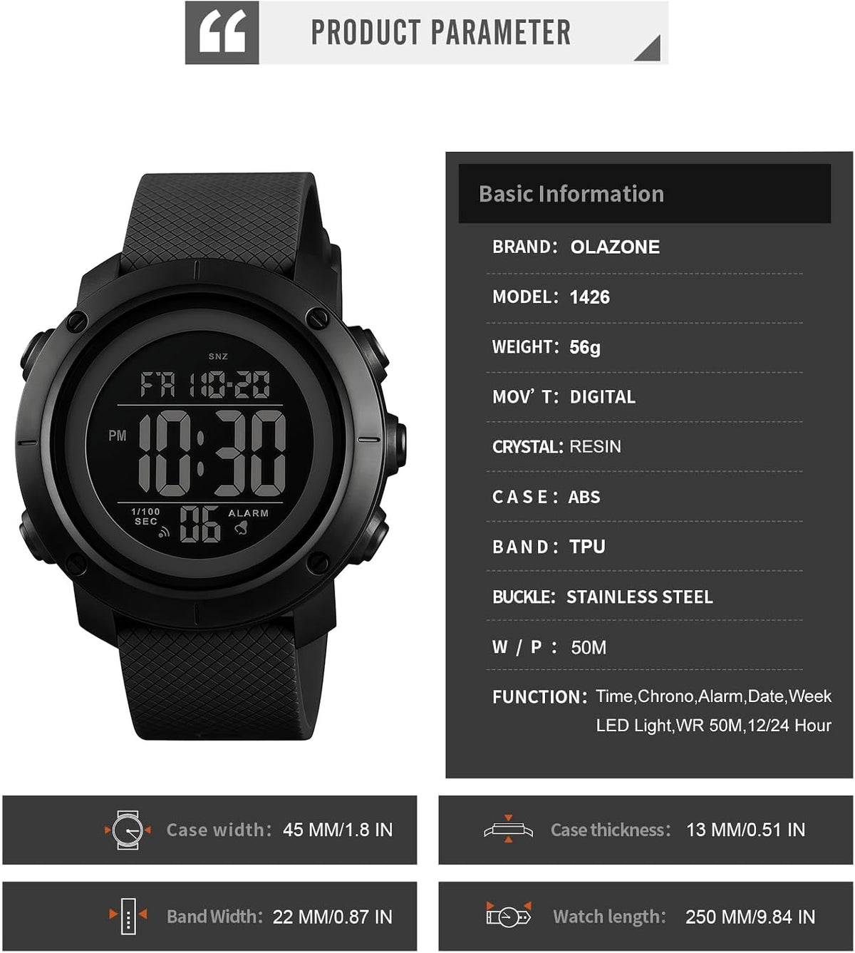 Men's Digital Sports Watch
