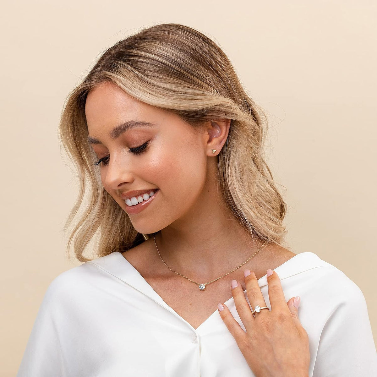 14K Gold Plated Crystal Solitaire