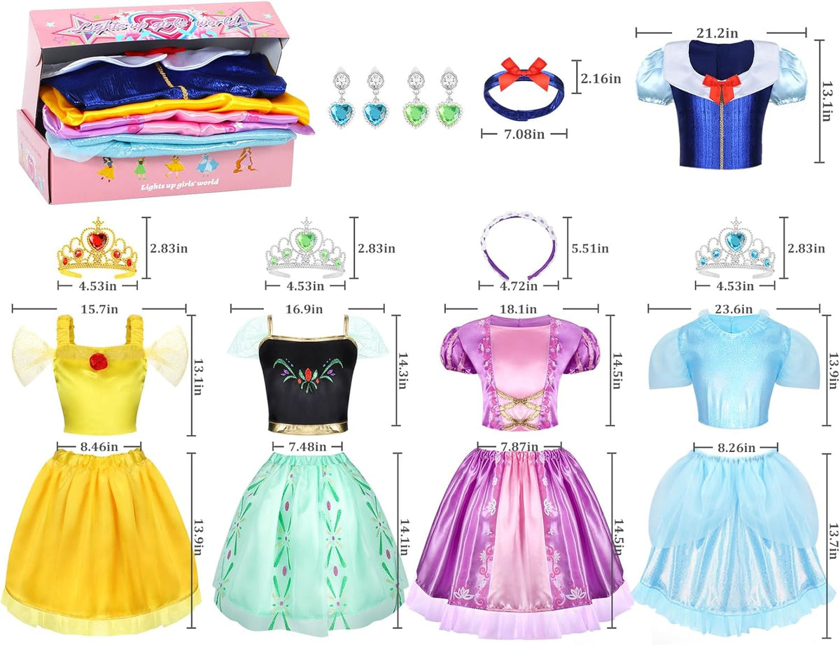 Princess Dress Up Clothes for Little Girl Role Play Costume Gift Set