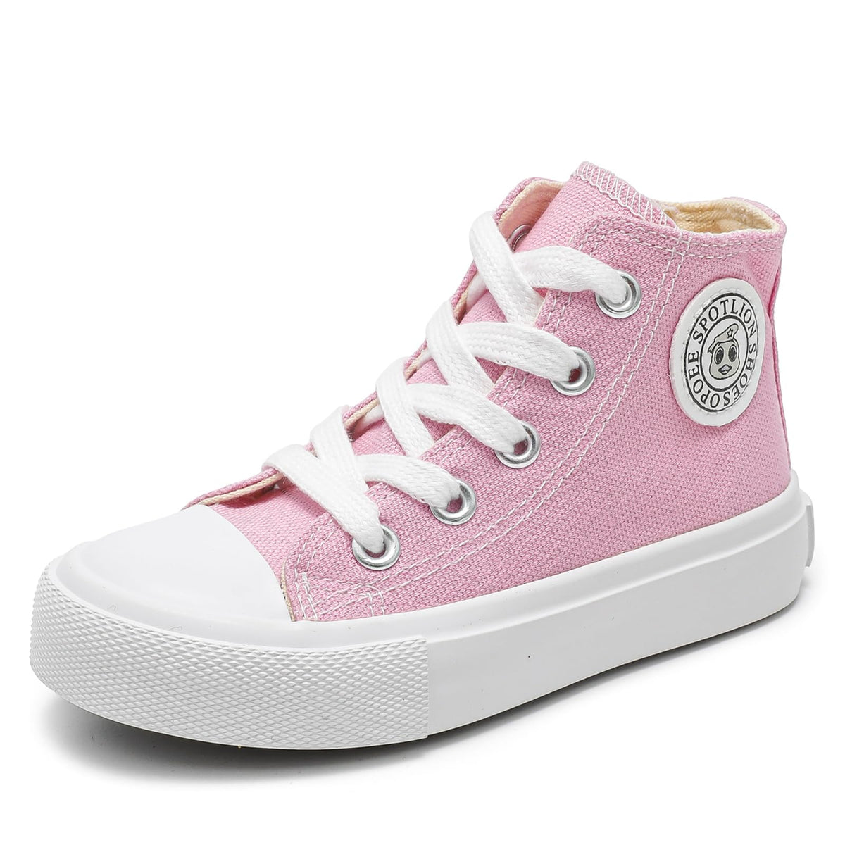 Toddler Boys Girls High‑Top Canvas Sneakers, Lace‑Up Side Zip Shoes