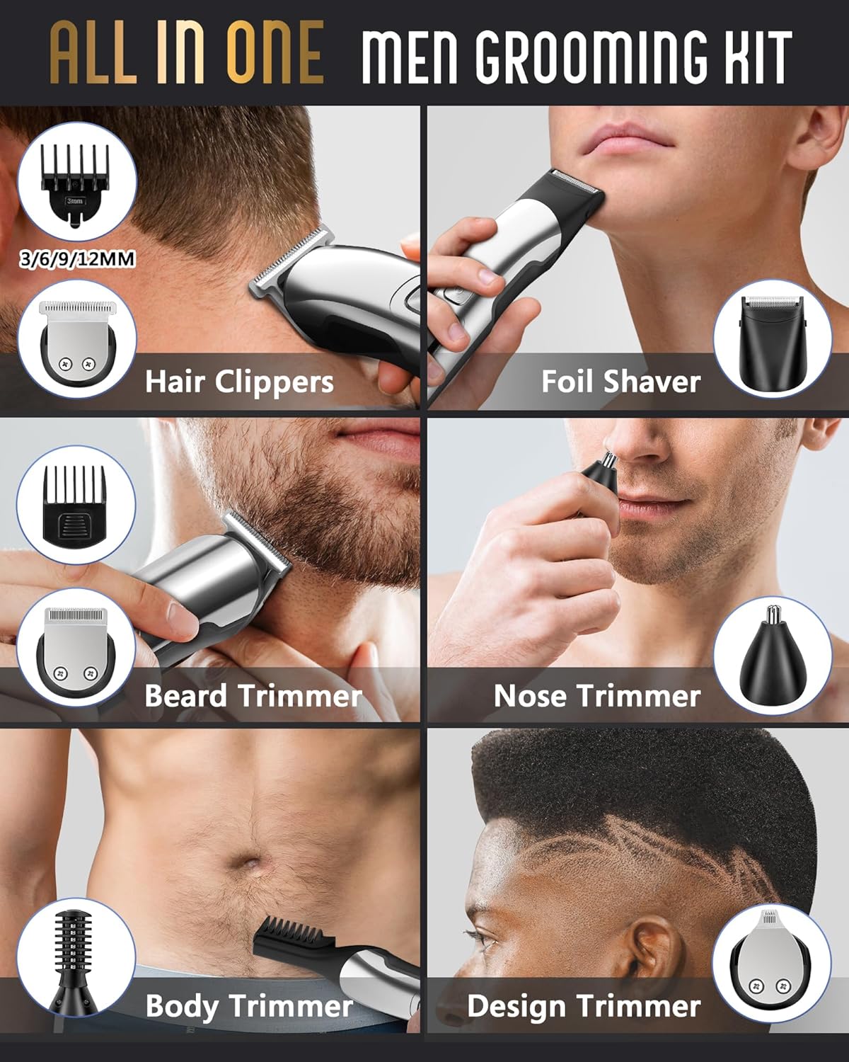 Men’s Waterproof Electric Beard Trimmer