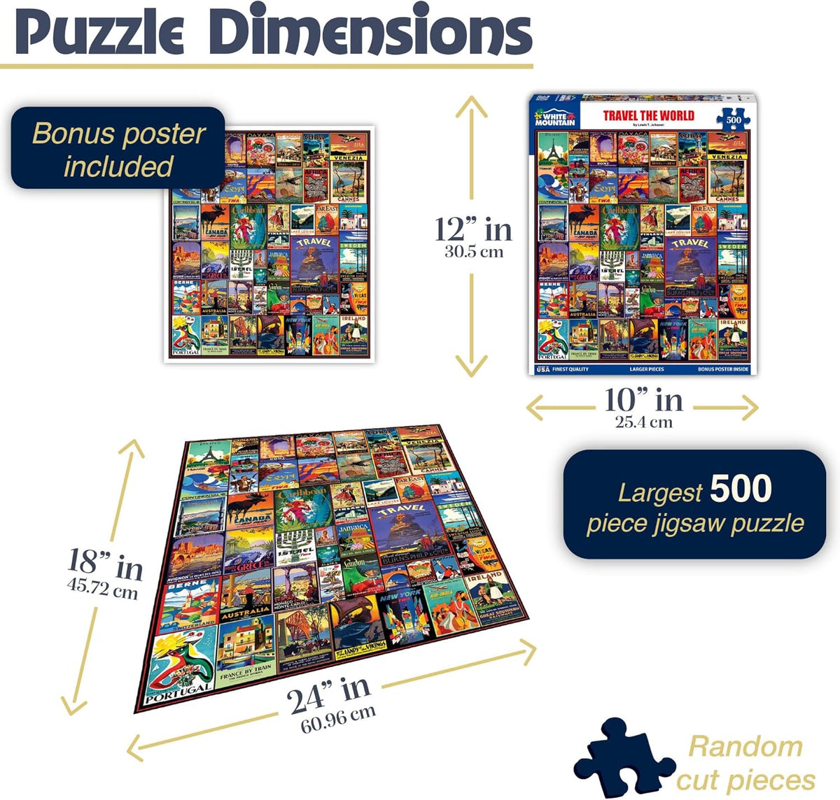 White Mountain Puzzles Travel The World - 500 Piece Jigsaw Puzzle