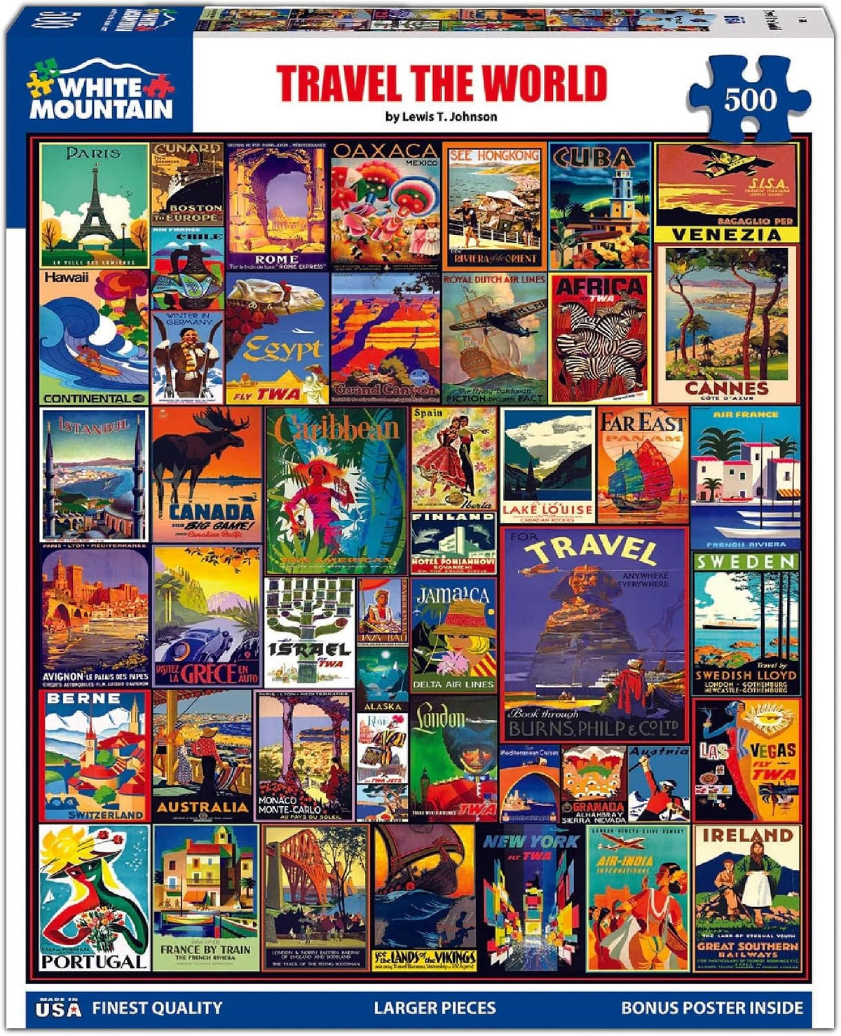 White Mountain Puzzles Travel The World - 500 Piece Jigsaw Puzzle