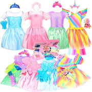 Princess Dress Up Clothes for Little Girl Role Play Costume Gift Set